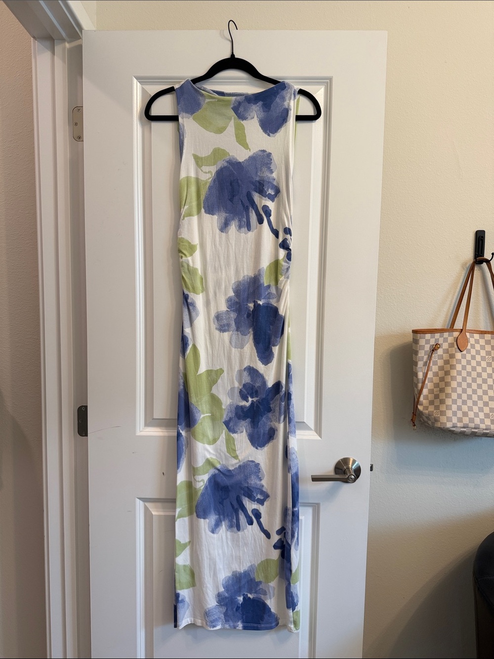 Sleeveless Floral Maxi Dress in Blue & Green